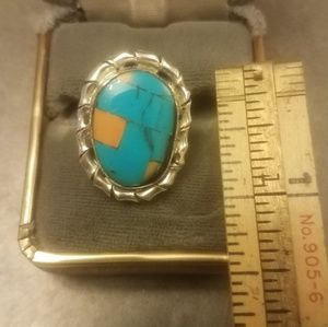 Vintage Sterling Silver Multistone Turquoise Ring